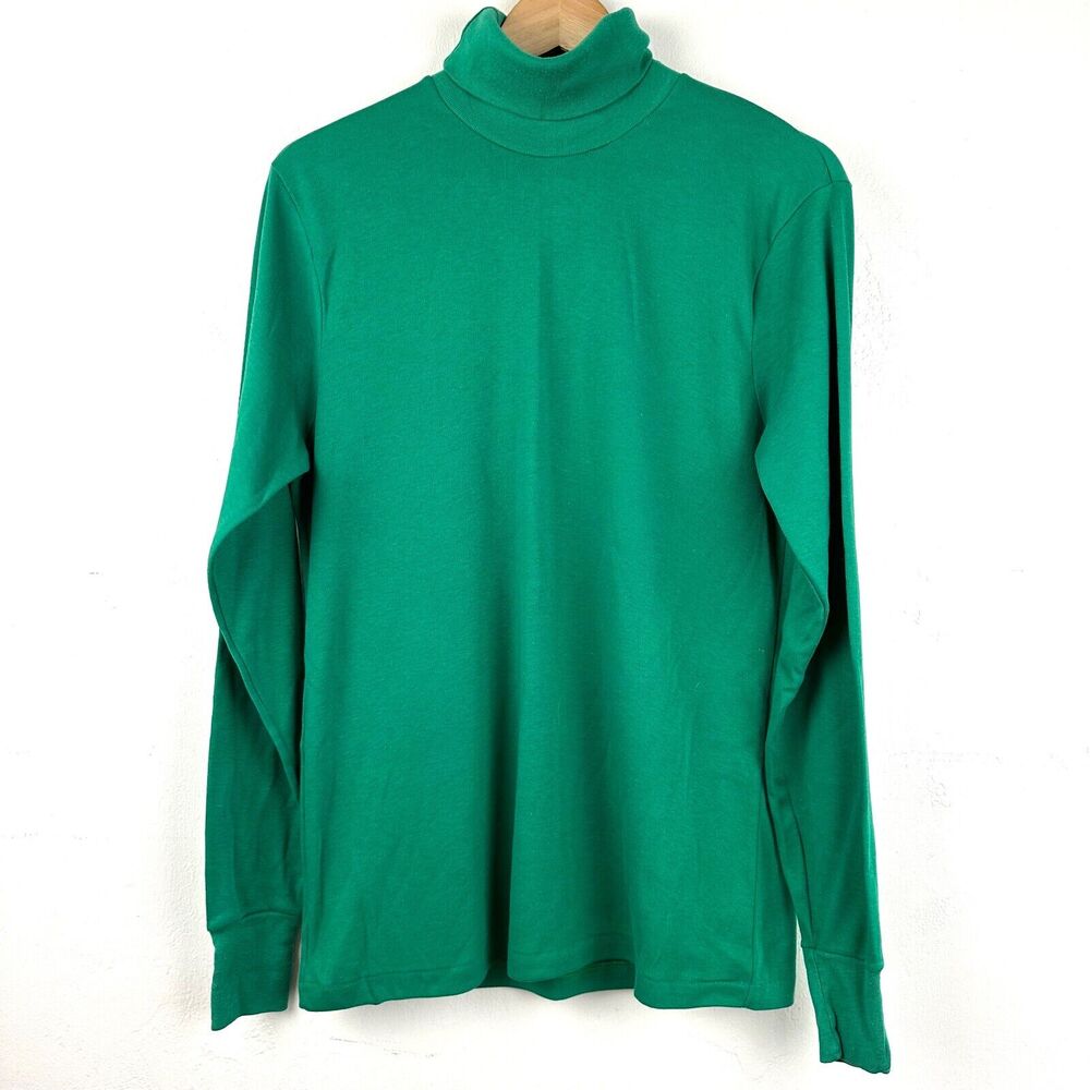 Vintage Duofold‎ Turtleneck Long Sleeve Shirt Men's Size Large Green VTG